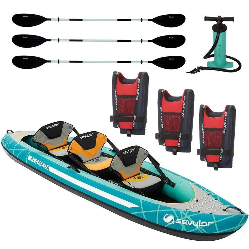 Alameda 3 Person Kayak with Buoyancy Aids, Paddles & Pump -Blue