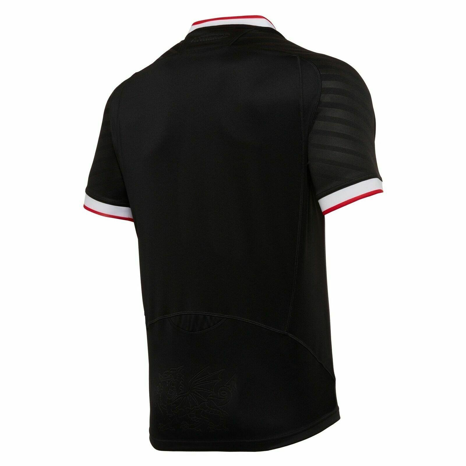 Macron Wales WRU Mens Alternate Rugby Shirt Black 2/4