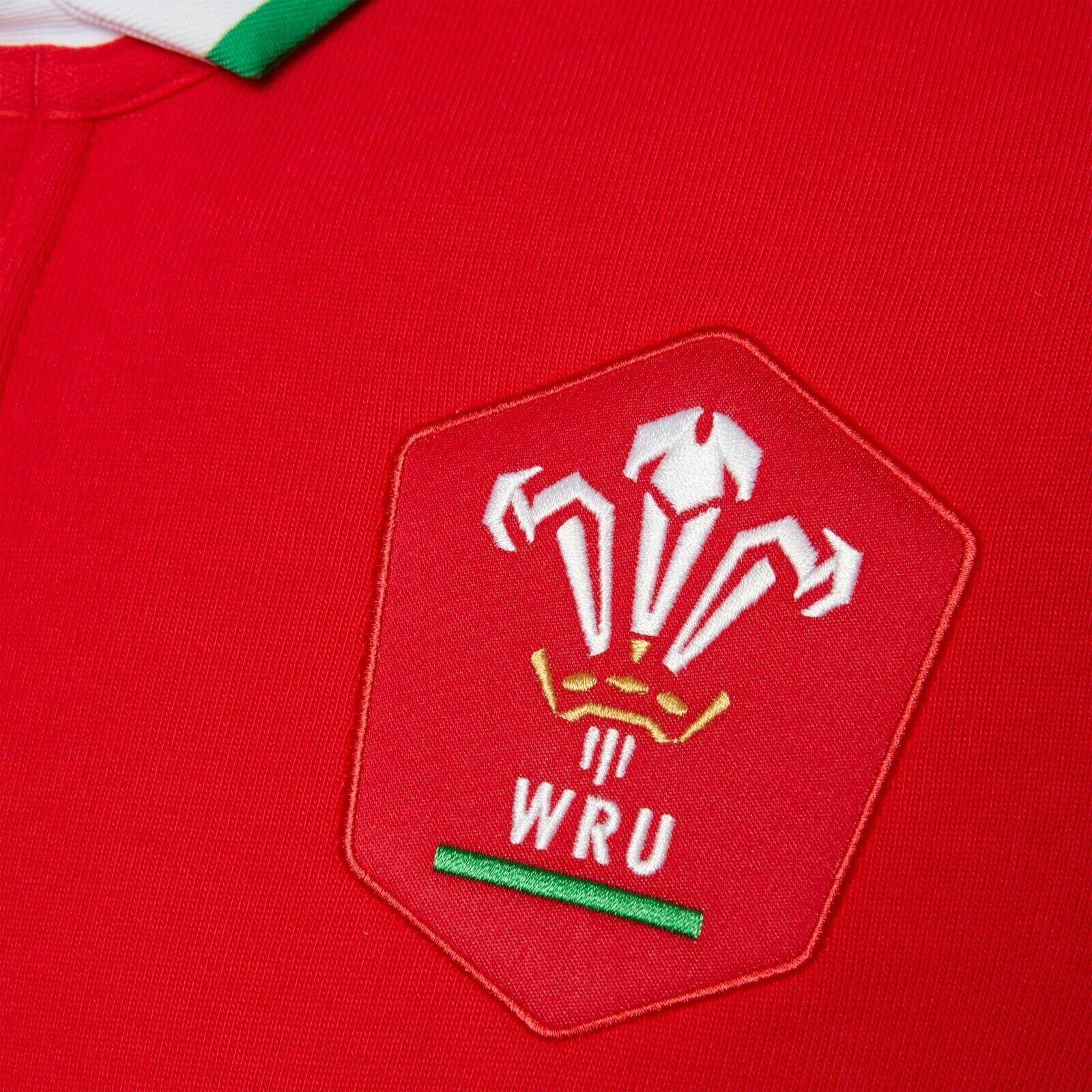Macron Wales WRU Mens Home Cotton L/S Rugby Shirt 58125449 Red 4/4