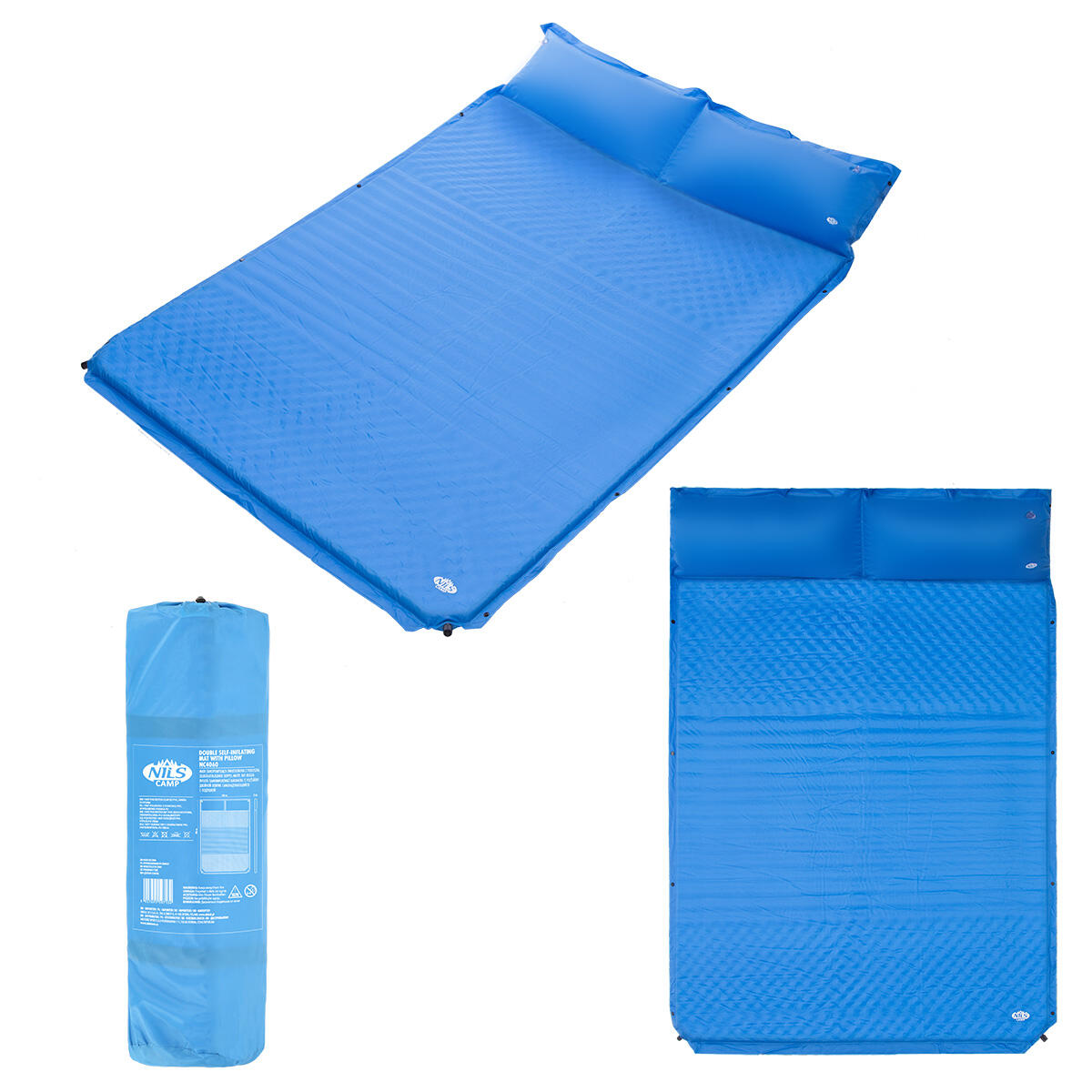Nils Camp - Matelas Autogonflant Pour Deux Personnes Avec Oreiller Nils Camp Nc4060 - Matelas Autogonflant - Bleu - Taille Unique - Decathlon