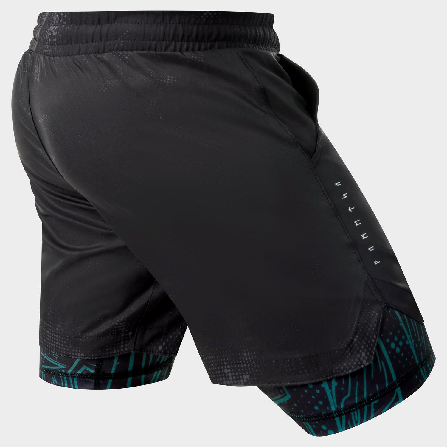 Black/Green Fumetsu Berserker Dual Layer Training Shorts 3/3