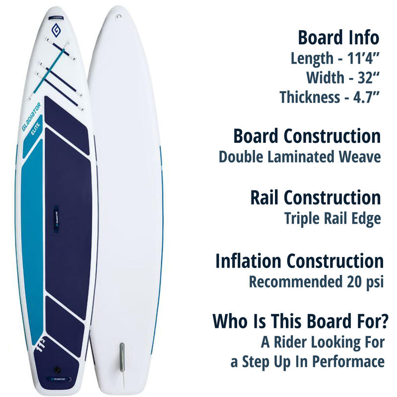 GLADIATOR Elite 11'6" SUP Board Stand Up Paddle aufblasbar Surfboard Paddel