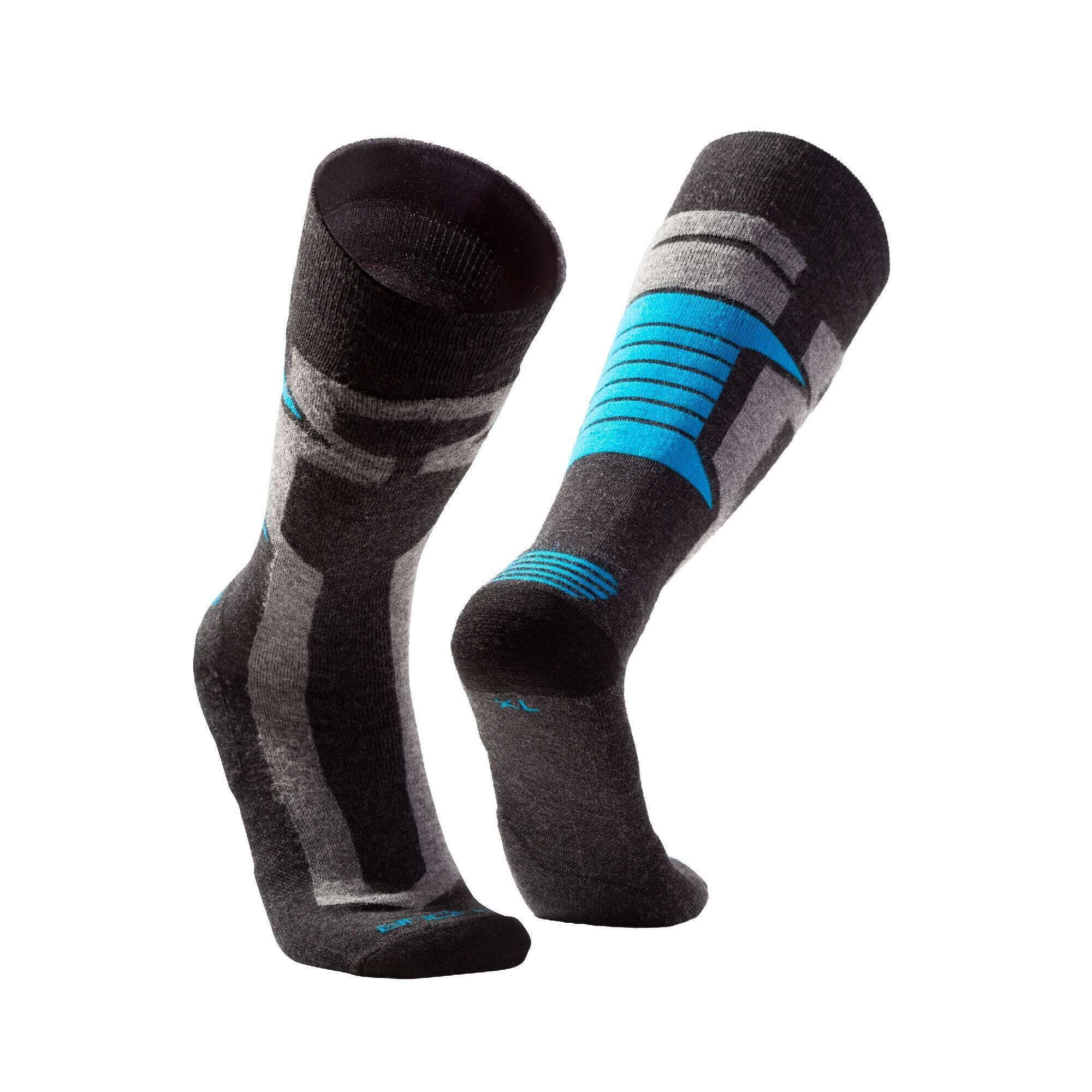 Andina Outdoors - Alpaga Mérinos Chaussettes De Ski, Skiing Mi-bas Avec Rembourrage Femmes Hommes - Chaussettes - Gris|marron - 47/50 - Decathlon