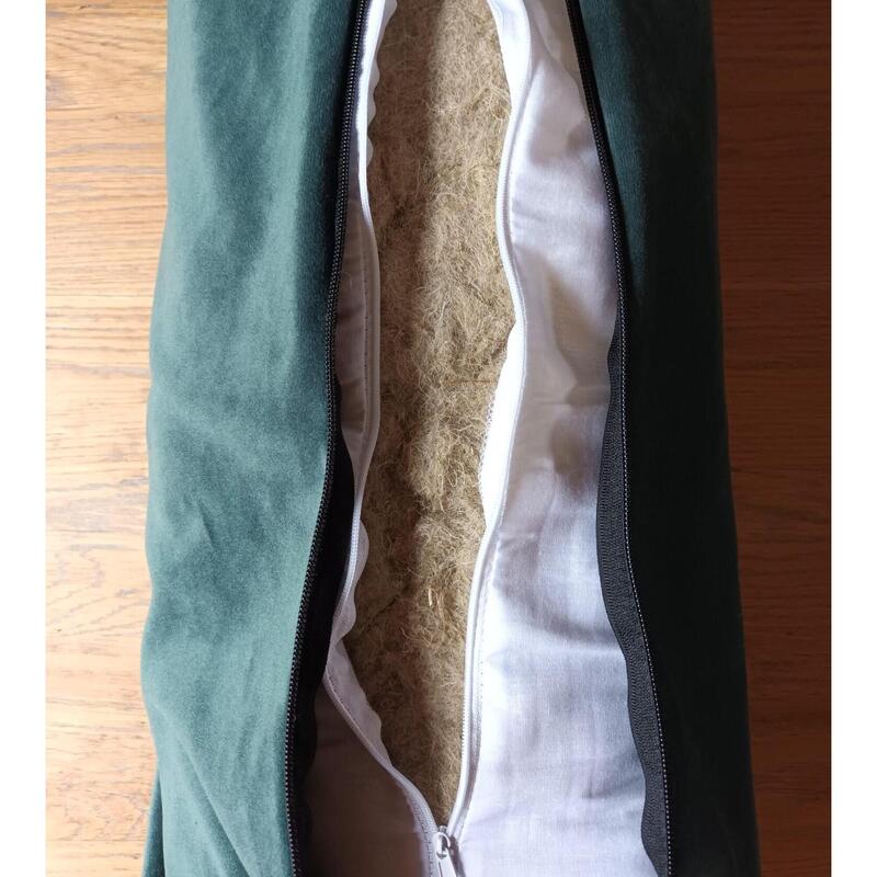 Bolster en tissu recyclé - vert foncé - 63cm de longueur
