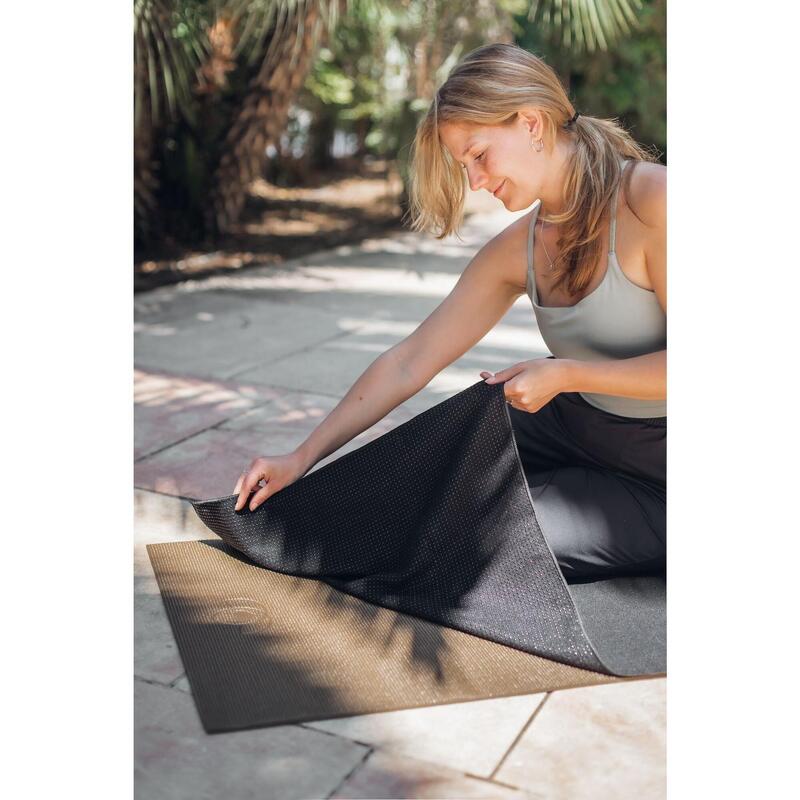 Lotus Yoga handdoek antislip zwart