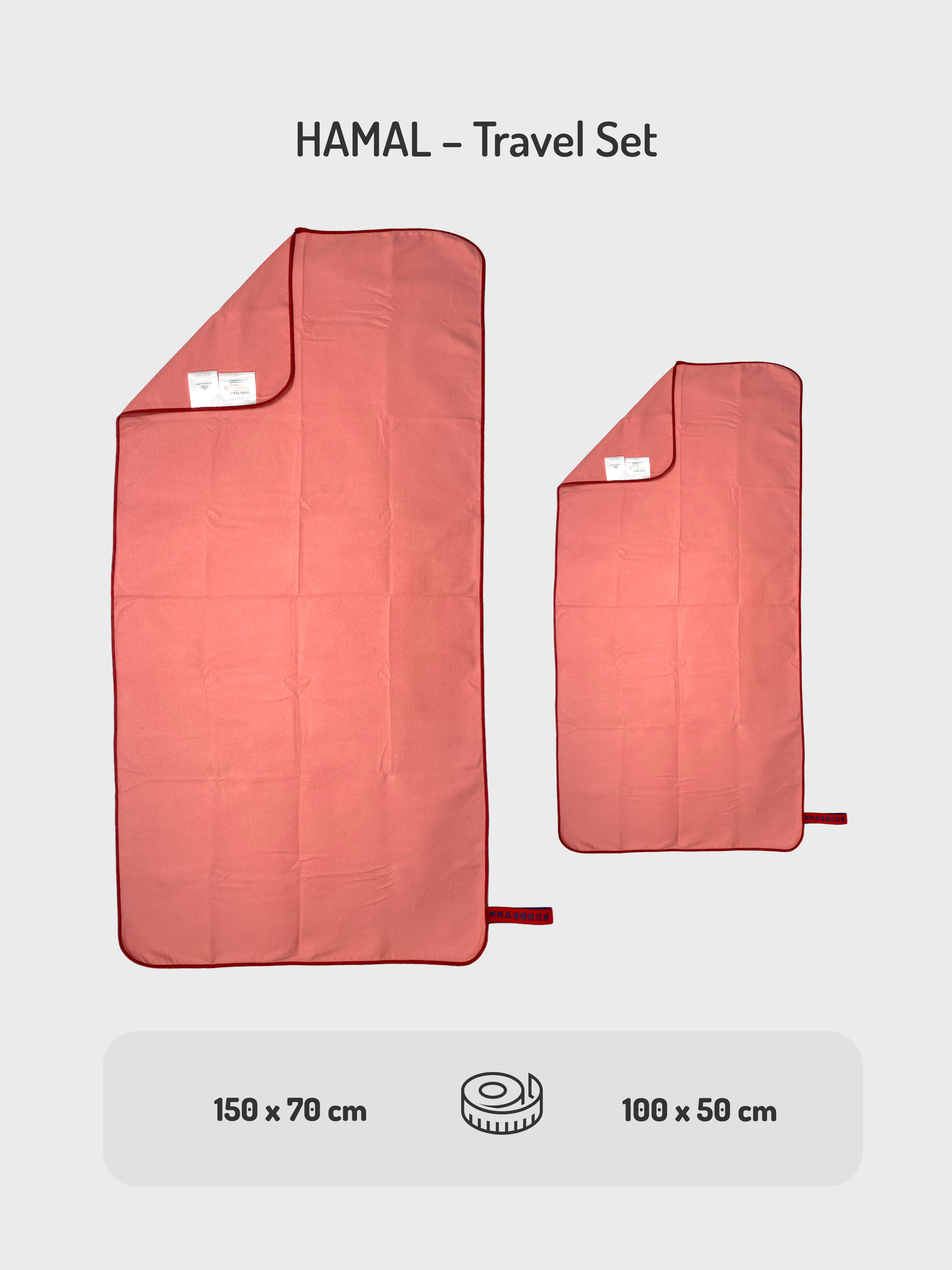 Microvezel handdoek set van 2 microvezel handdoeken OEKOTEX ultralicht roze 2/4