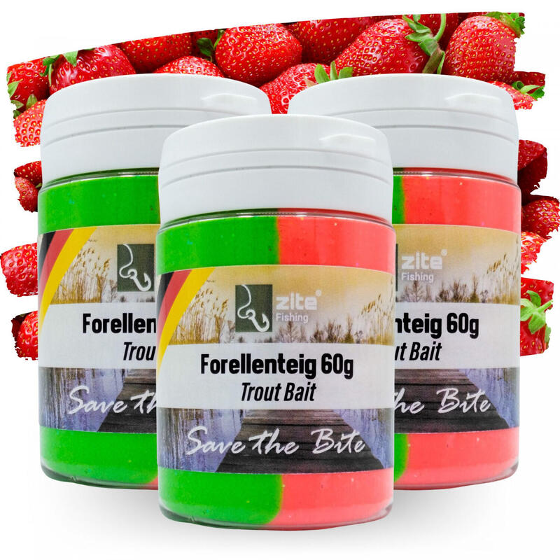 Strawberry Special Edition Forellenteig Set - 3x 60g rot/grüne Forellenpaste