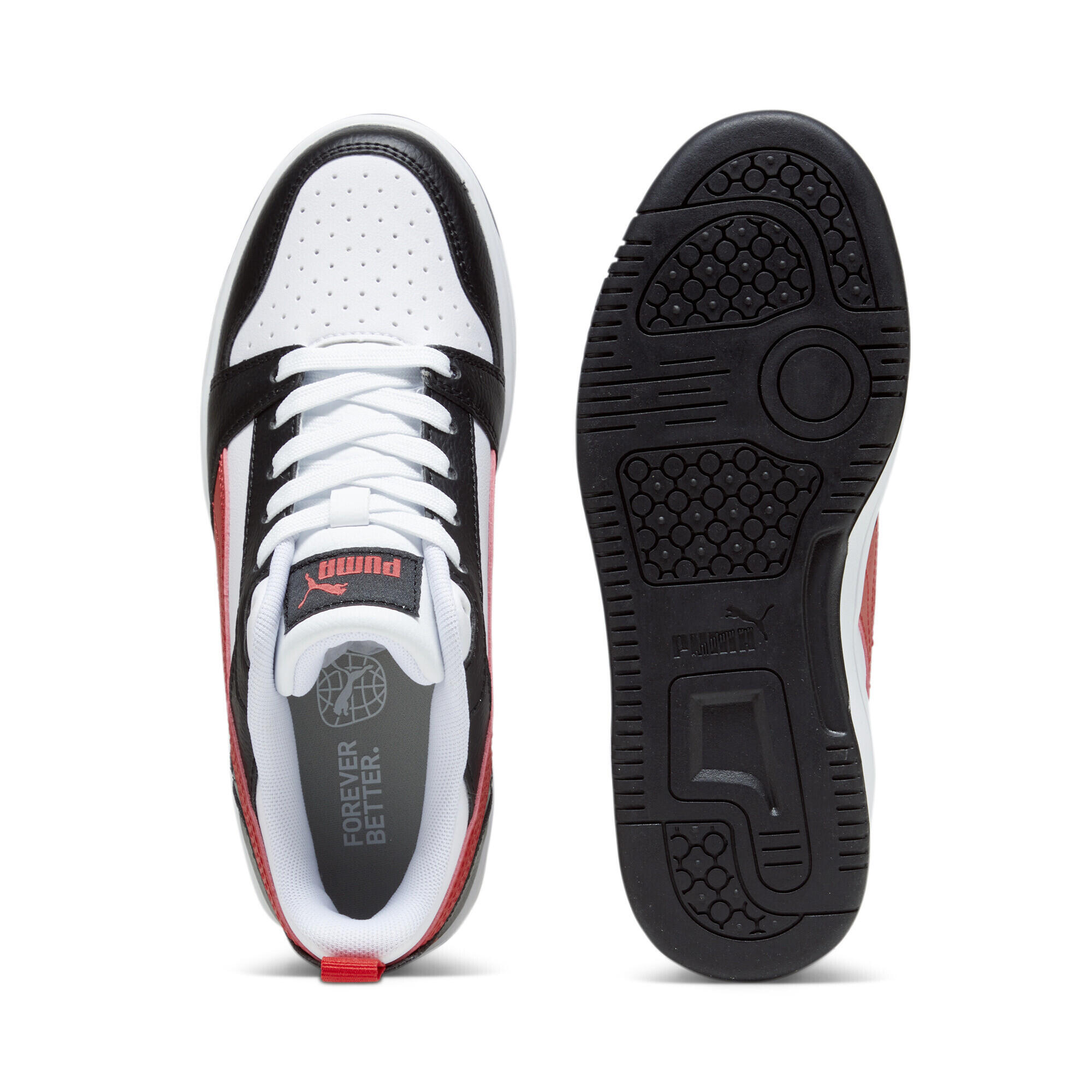 Baskets Rebound V6 Lo Enfant et Adolescent PUMA White For All Time Red Black 4/15