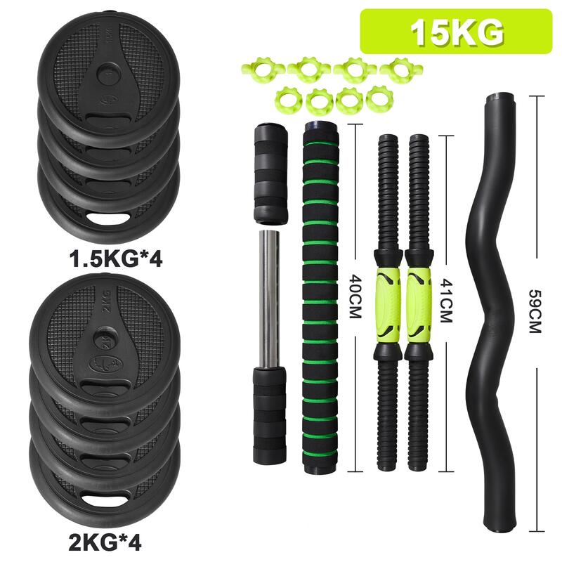 Juego Kit 15 kg de Mancuernas 4 en 1 MultiFit