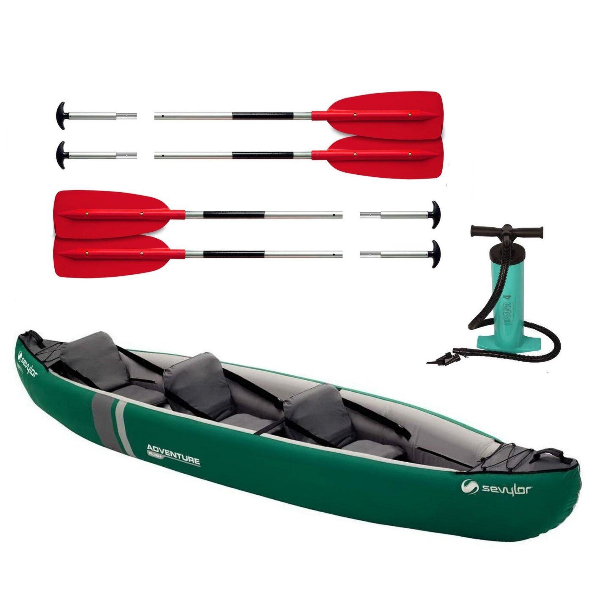 Adventure Plus Inflatable 3 person canoe/kayak kit with Oar/Paddle and Pump 1/6