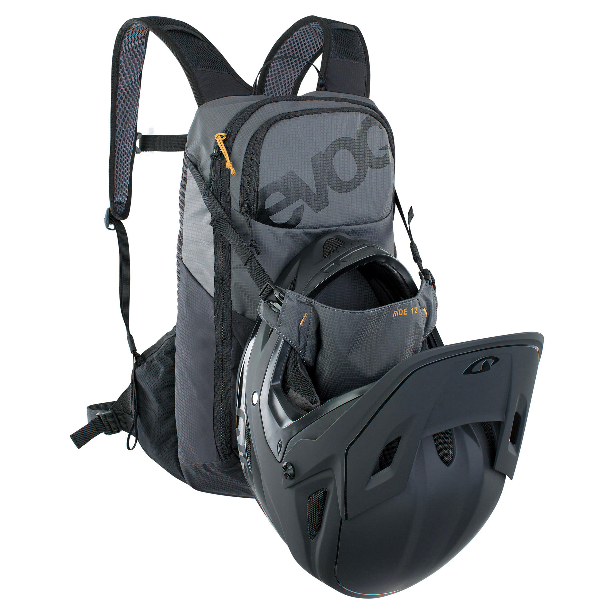 Mochila Evoc Ride 12L Cinza / Preta + Bolsa Água 2L 6/7