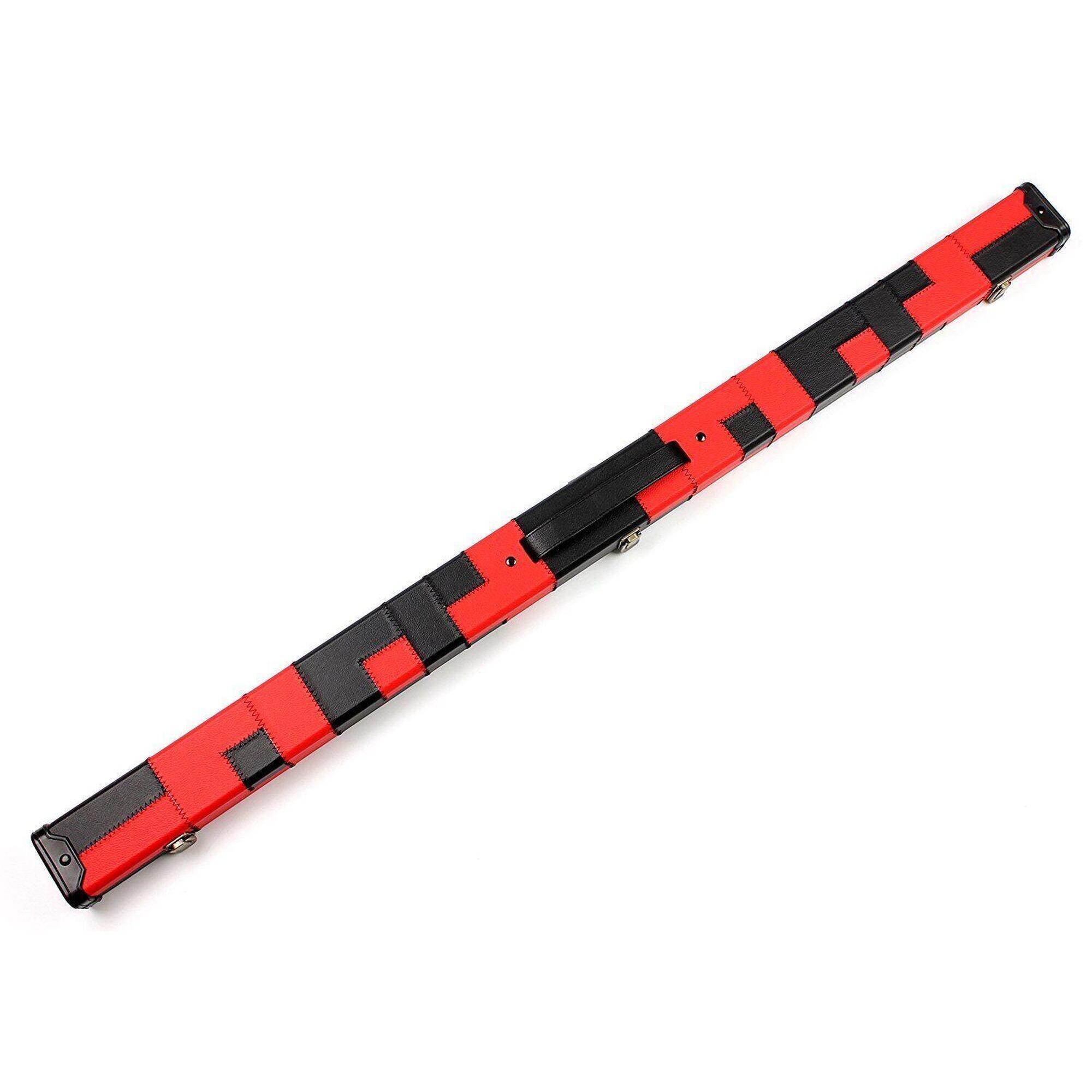 Patchwork Leatherette Black & Red 3/4 Snooker/Pool Cue Case 1/2