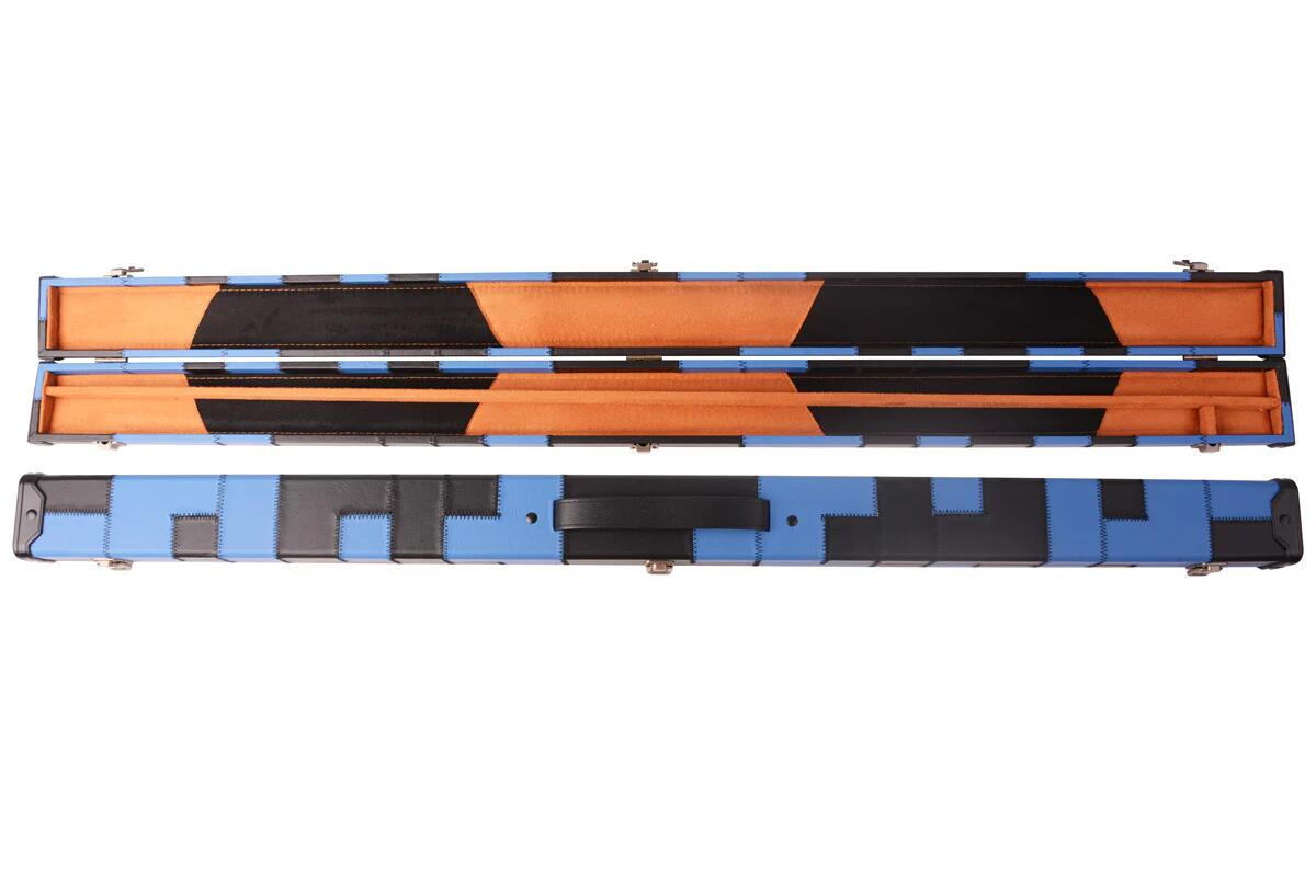 Patchwork Leatherette Black & Blue 3/4 Snooker/Pool Cue Case 3/3