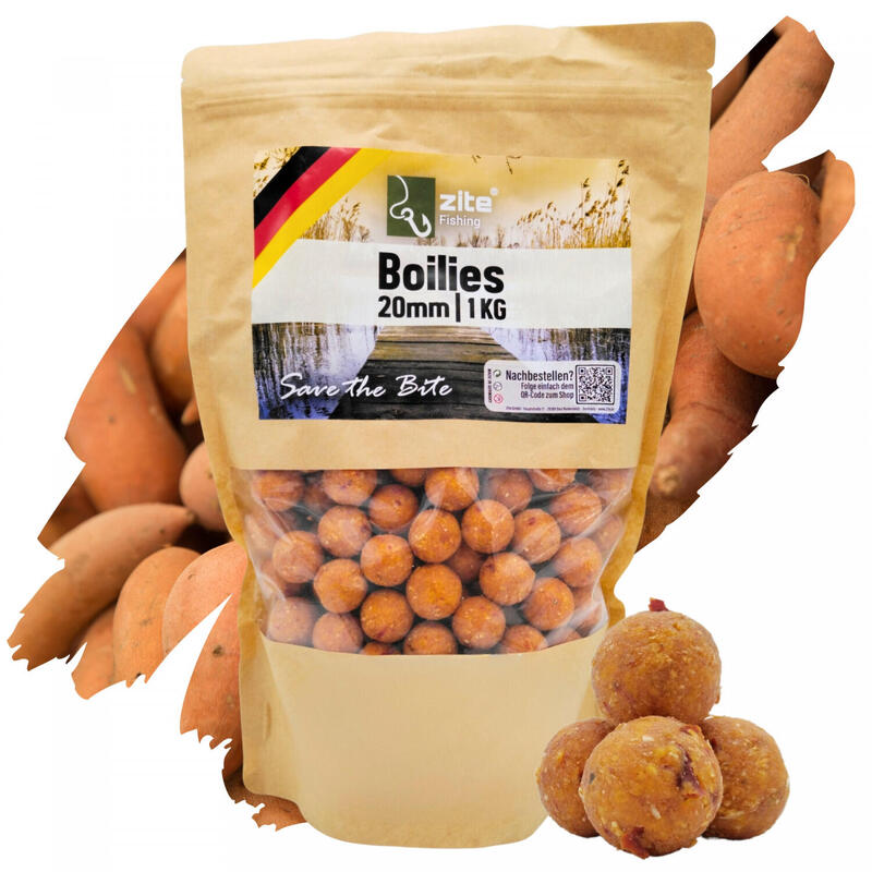 Boilies Karpfen Angeln 1kg Süßkartoffel-Chilli 20mm Karpfenköder
