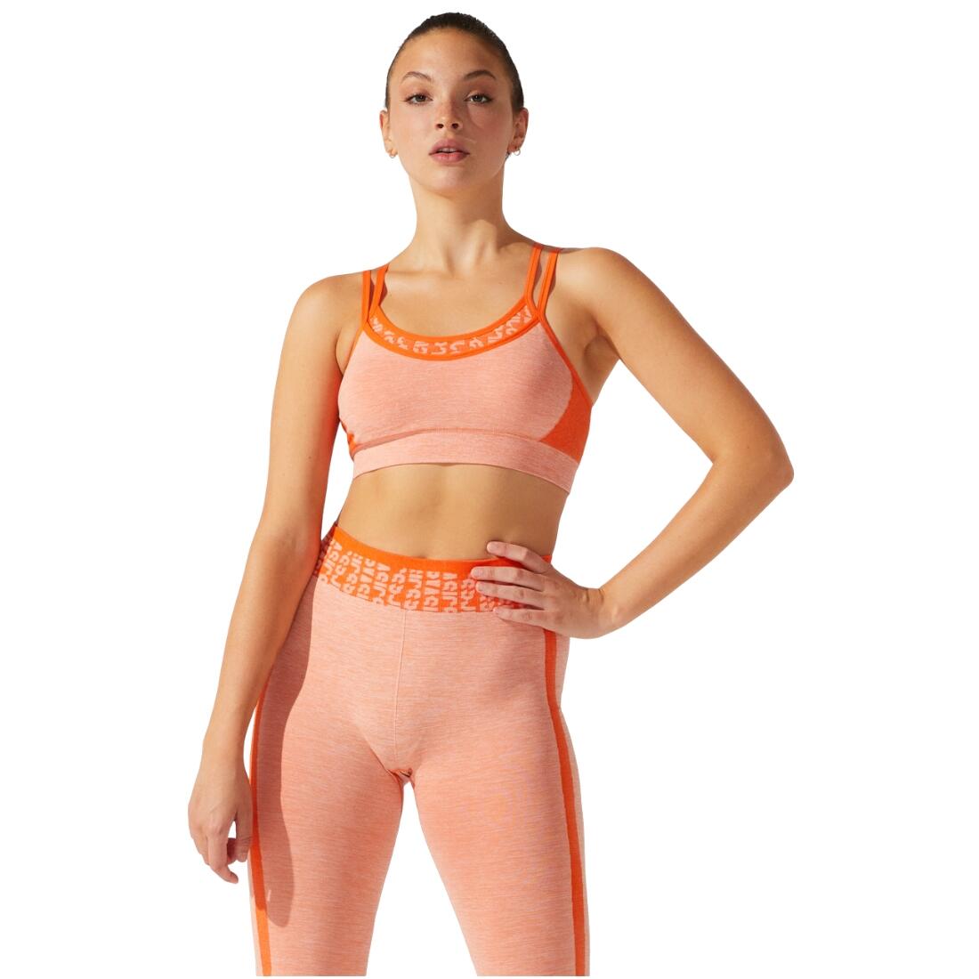 Asics - Bra Pour Femmes Cropped Logo Seamless Bra - Brassière - Orange - 40 (d-e) - Decathlon