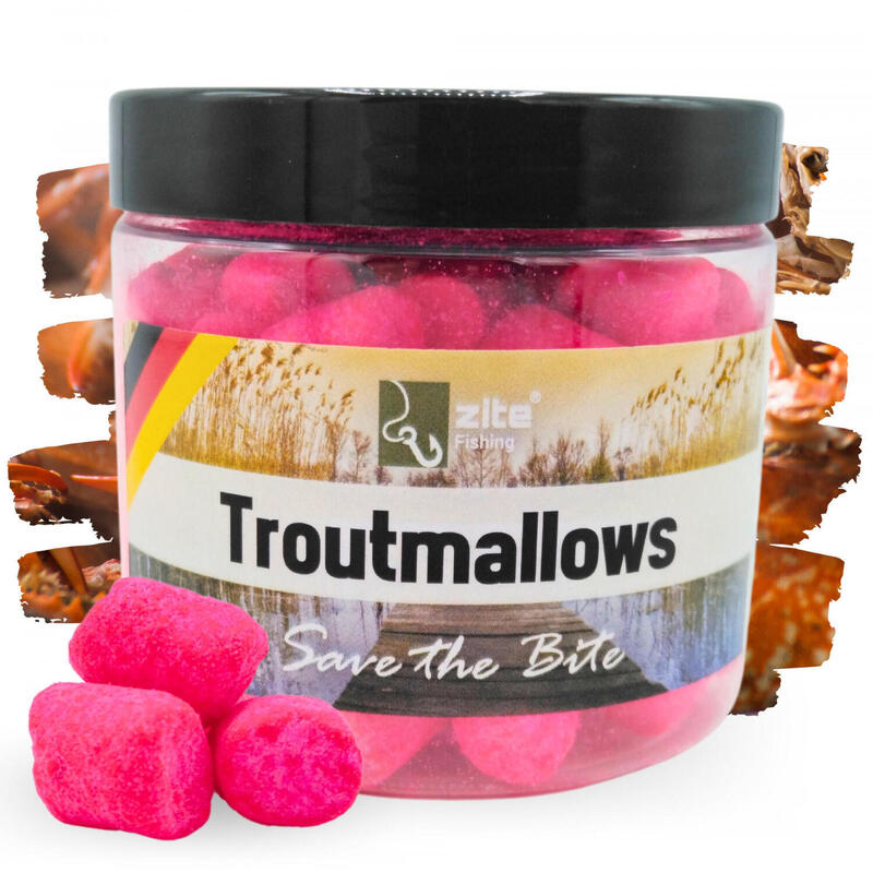 Troutmallows Angelköder Forelle Trout Mellows Pink Krabben-Aroma 40 g