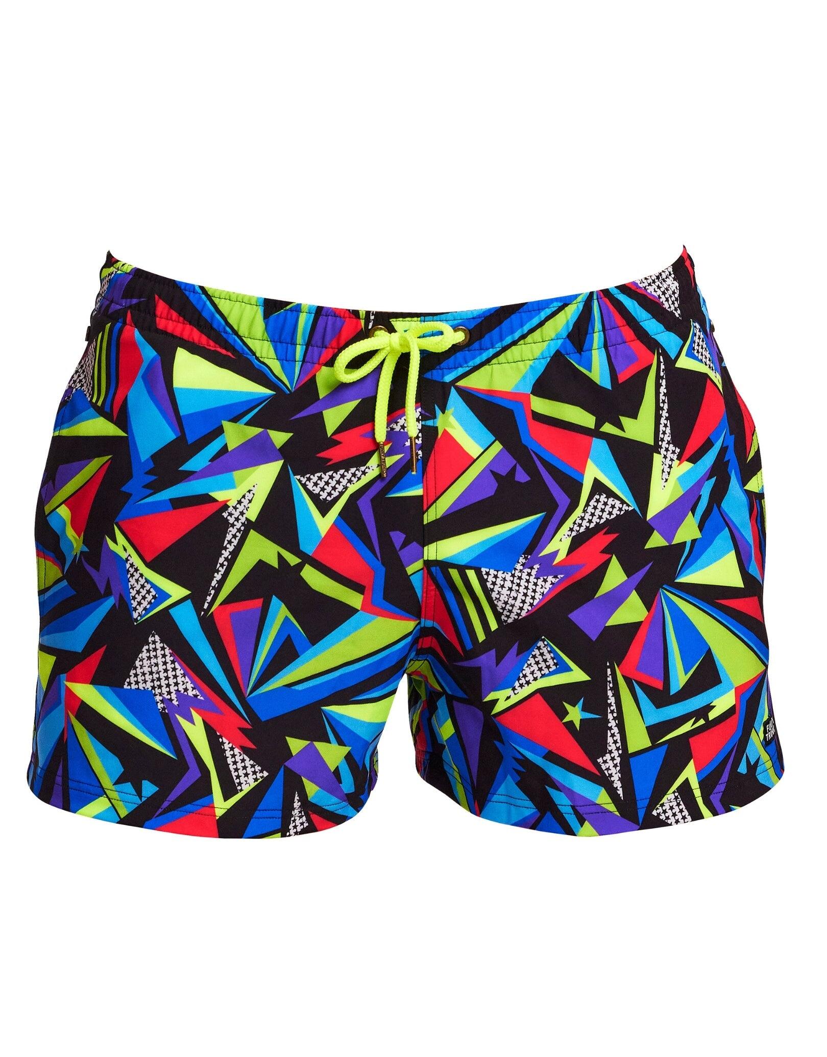 Funky Trunks Beat It Shorty Swim Shorts - Black/Multi 3/4