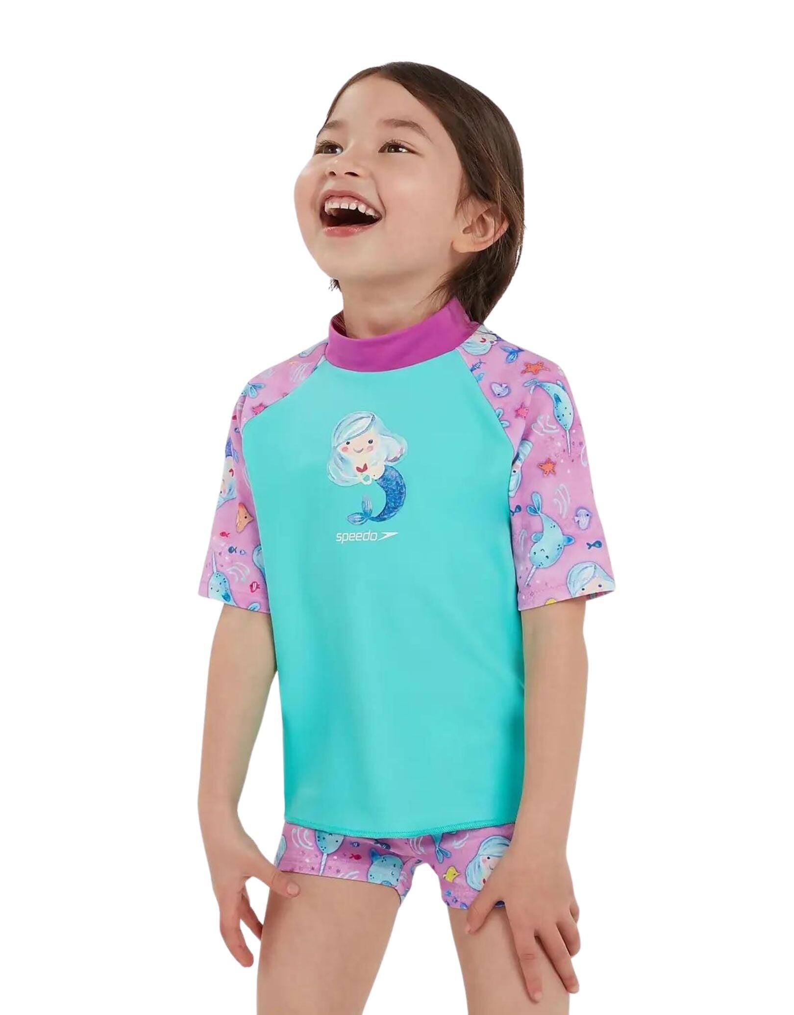 SPEEDO Speedo Tots Girls Printed Sun Protection Set - Green/Pink