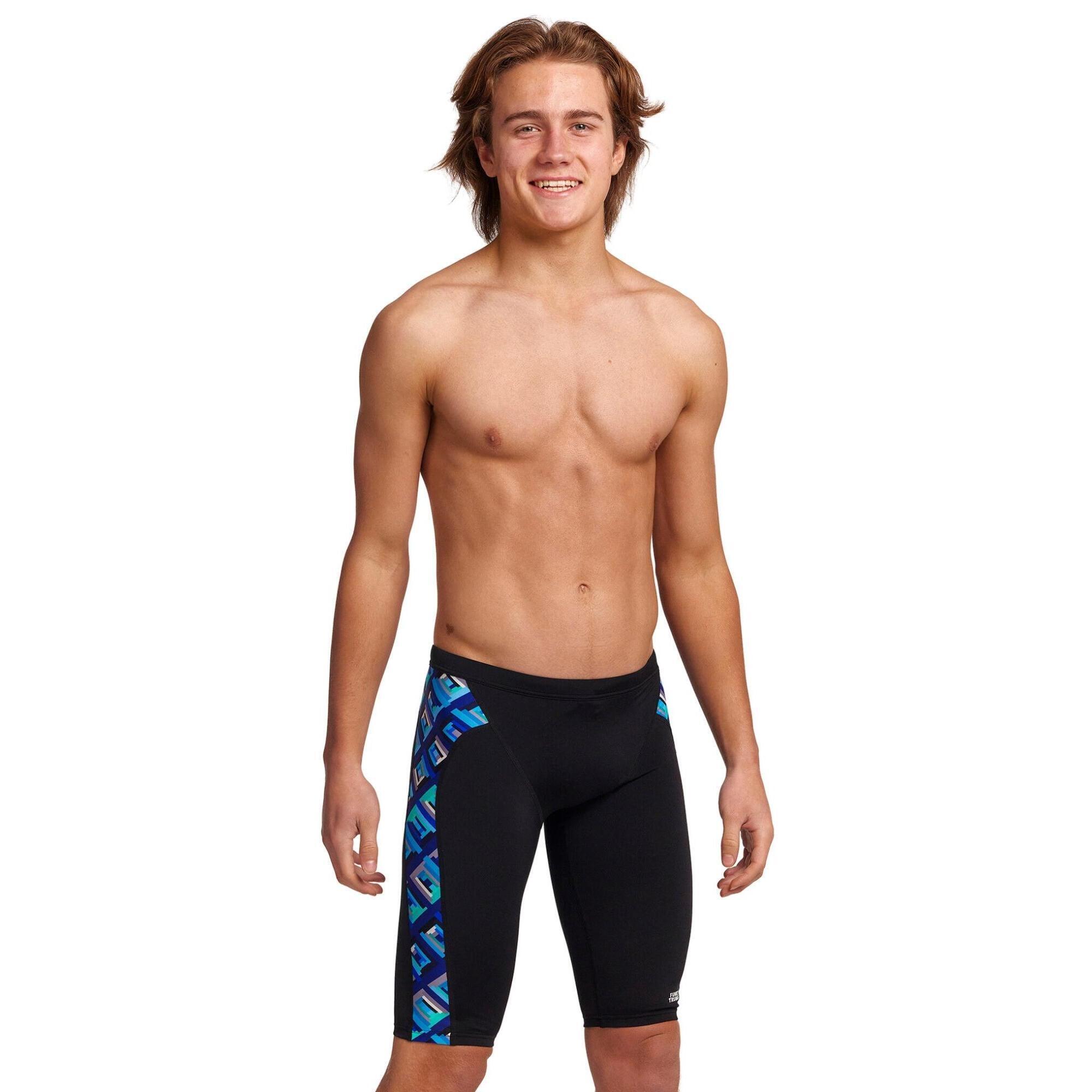 Funky Trunks Boys Blue Bunkers Swim Training Jammer - Black 1/5