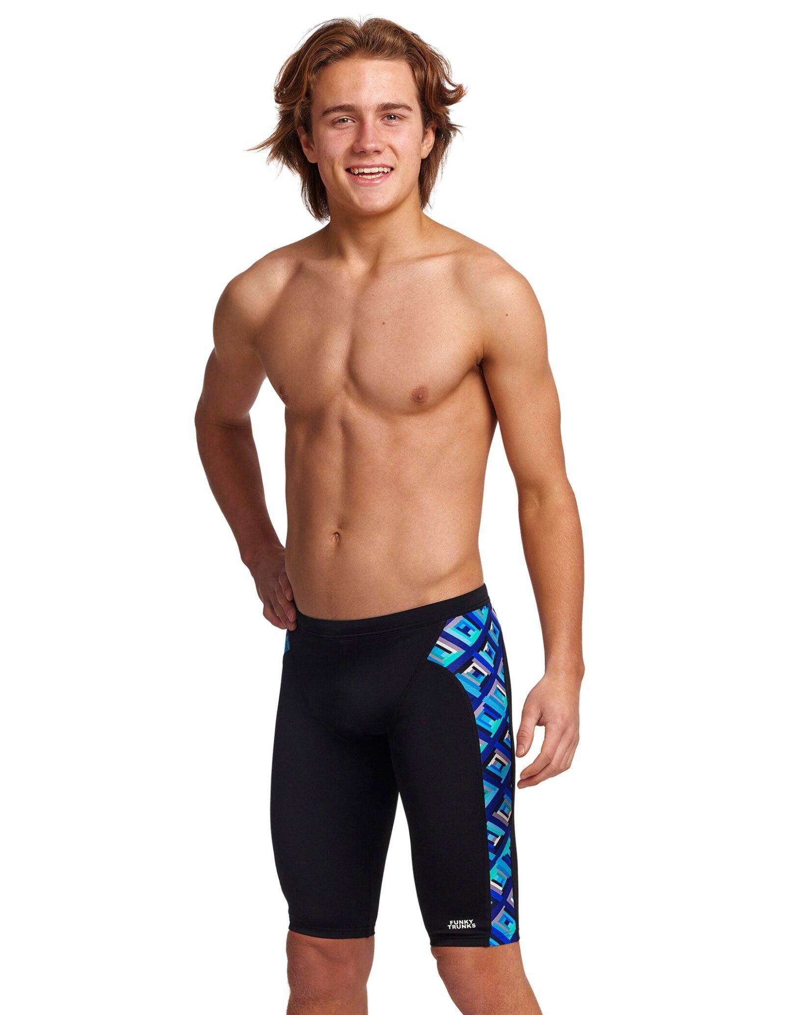 Funky Trunks Boys Blue Bunkers Swim Training Jammer - Black 3/5