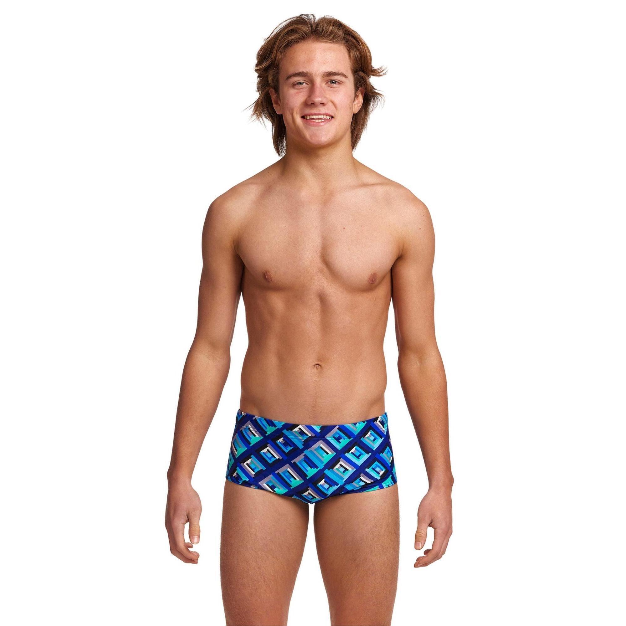 Funky Trunks Boys Blue Bunkers Sidewinder Swim Trunks 1/5