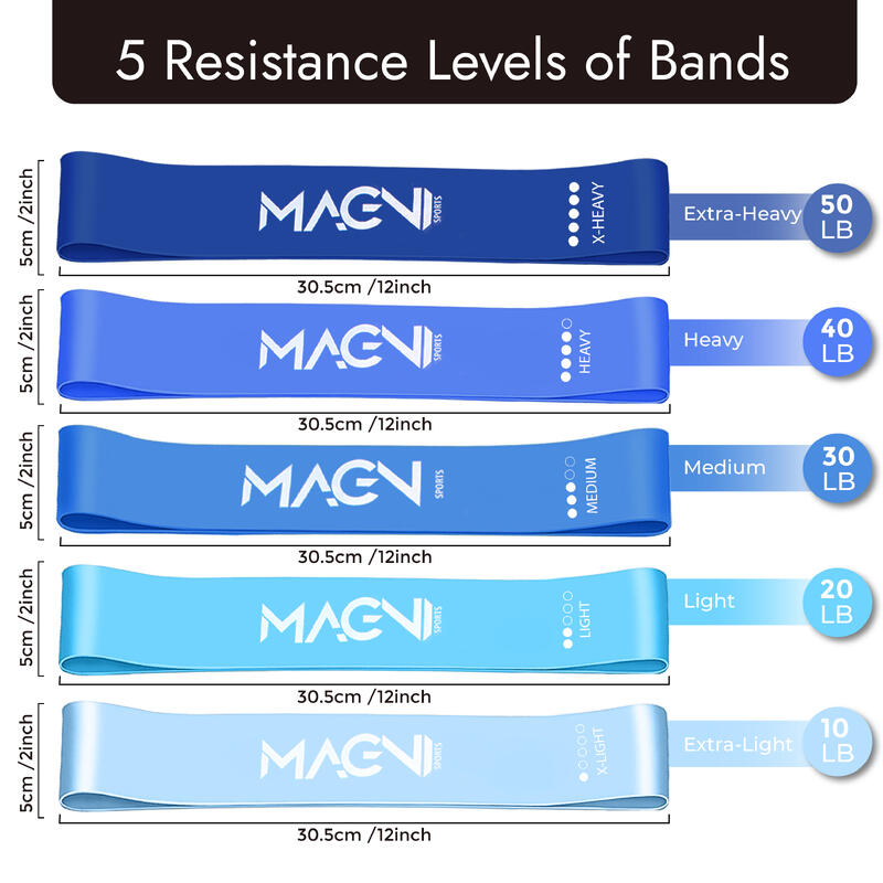 Elastische banden - Set van 5 elastische banden met verschillende weerstanden