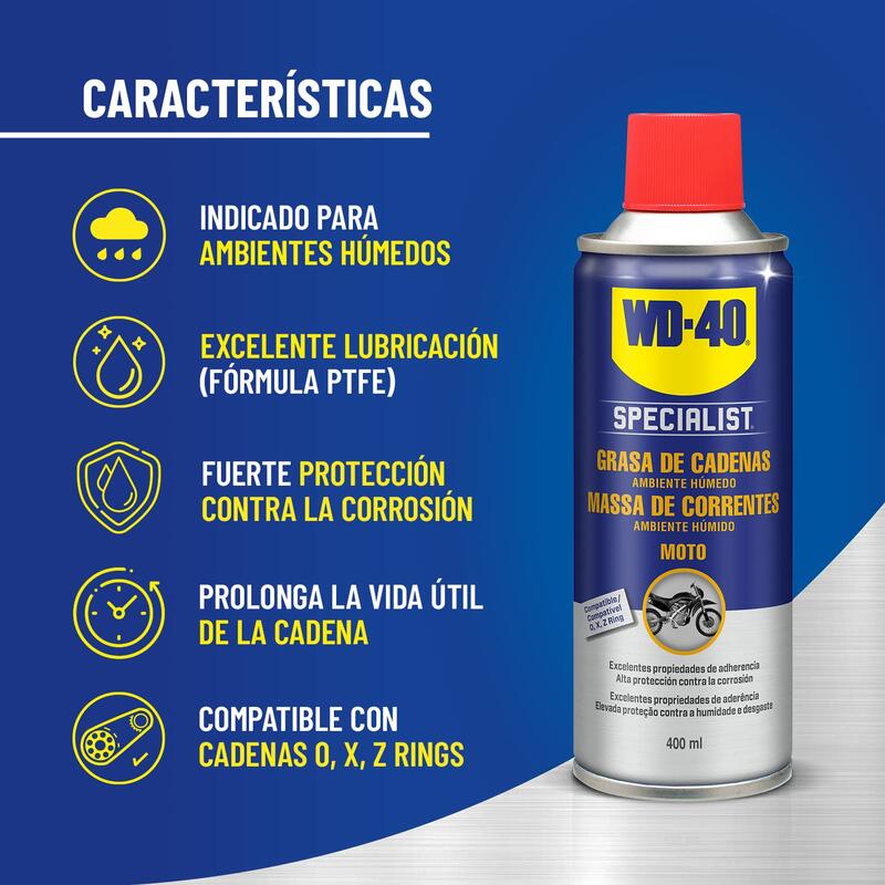 Massa lubrificante para correntes em ambiente húmido - Spray 400ml