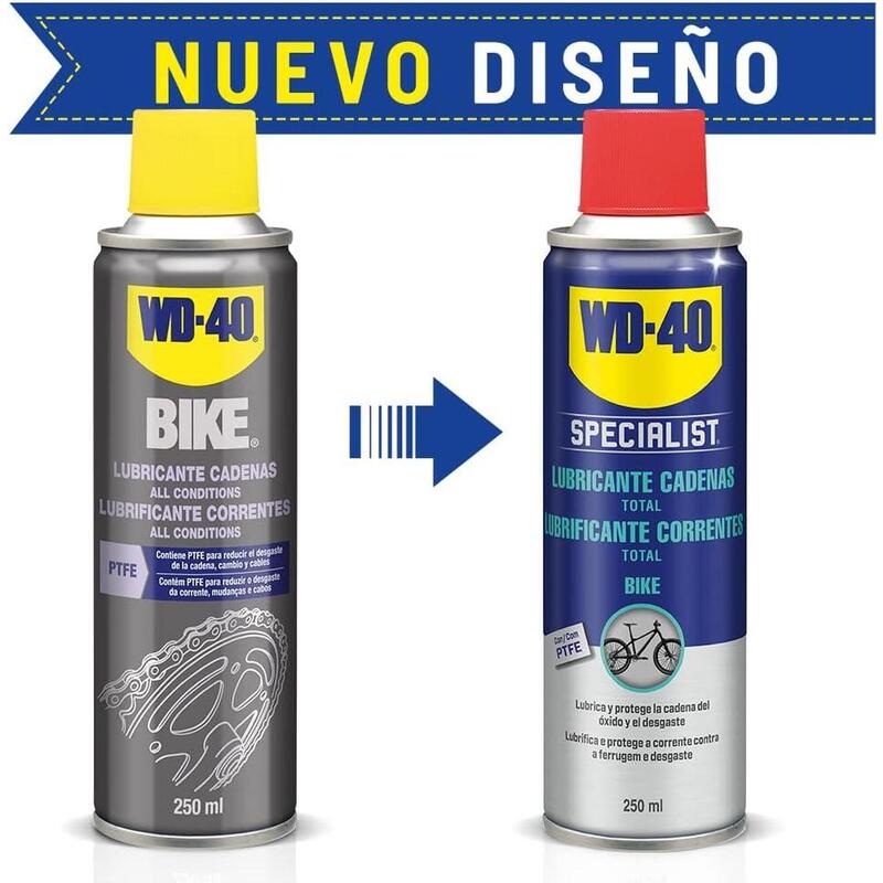 WD-40 Lubrificante para correntes de bicicleta para todas as condições 250 ml