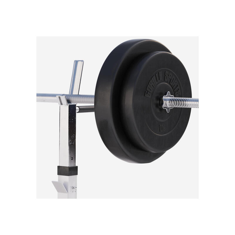 Banco musculación con kit de pesas + barras de 100 kg  Gorilla Sports