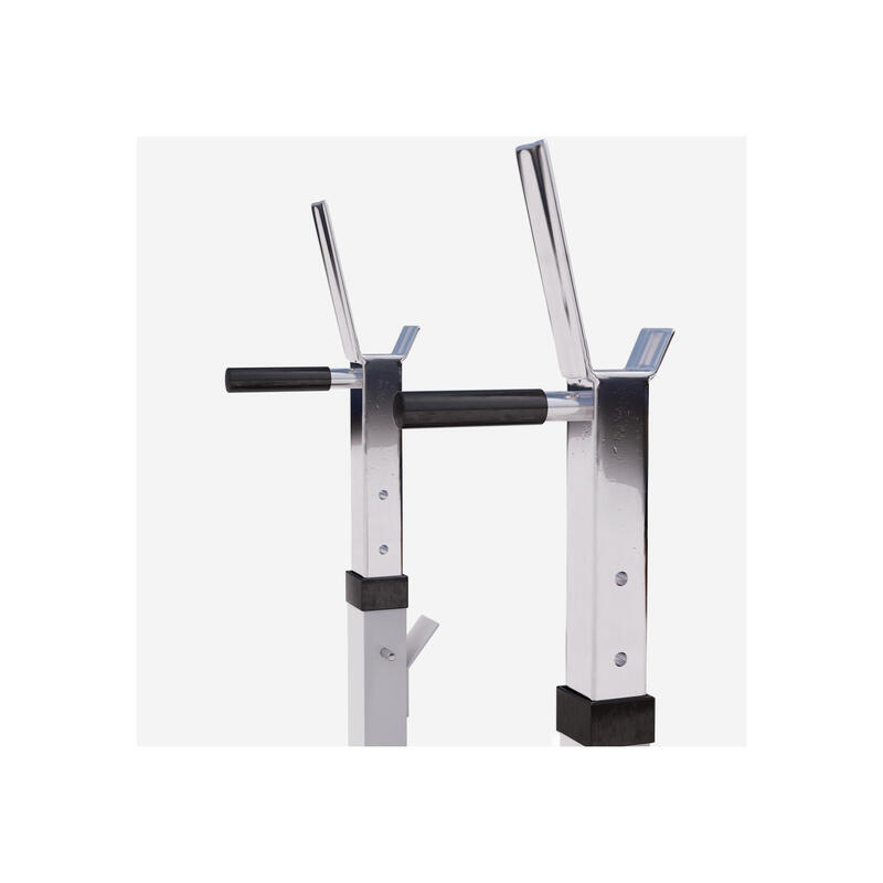 BANC DE MUSCULATION BLANC CLASSIQUE AVEC SET D'HALTERES COMPLET 97,5 KG | MUSCUL