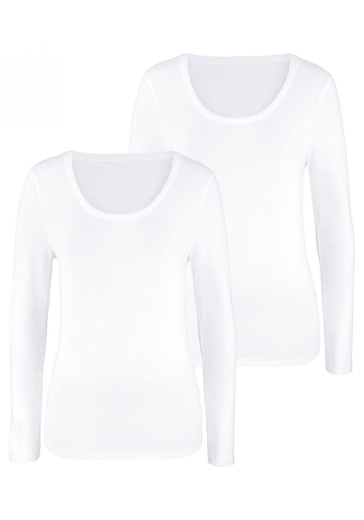 Damen Vivance Langarmshirts (2 Stück) aus Baumwoll-Stretch 2/5