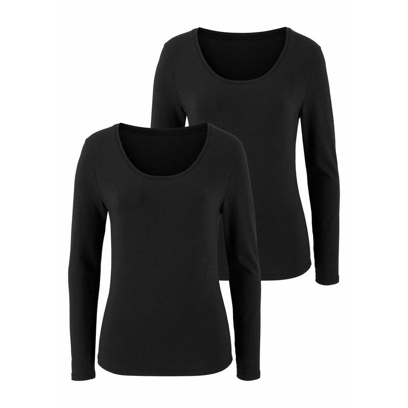 Vivance Langarmshirts (2 Stück) aus Baumwoll-Stretch für Damen