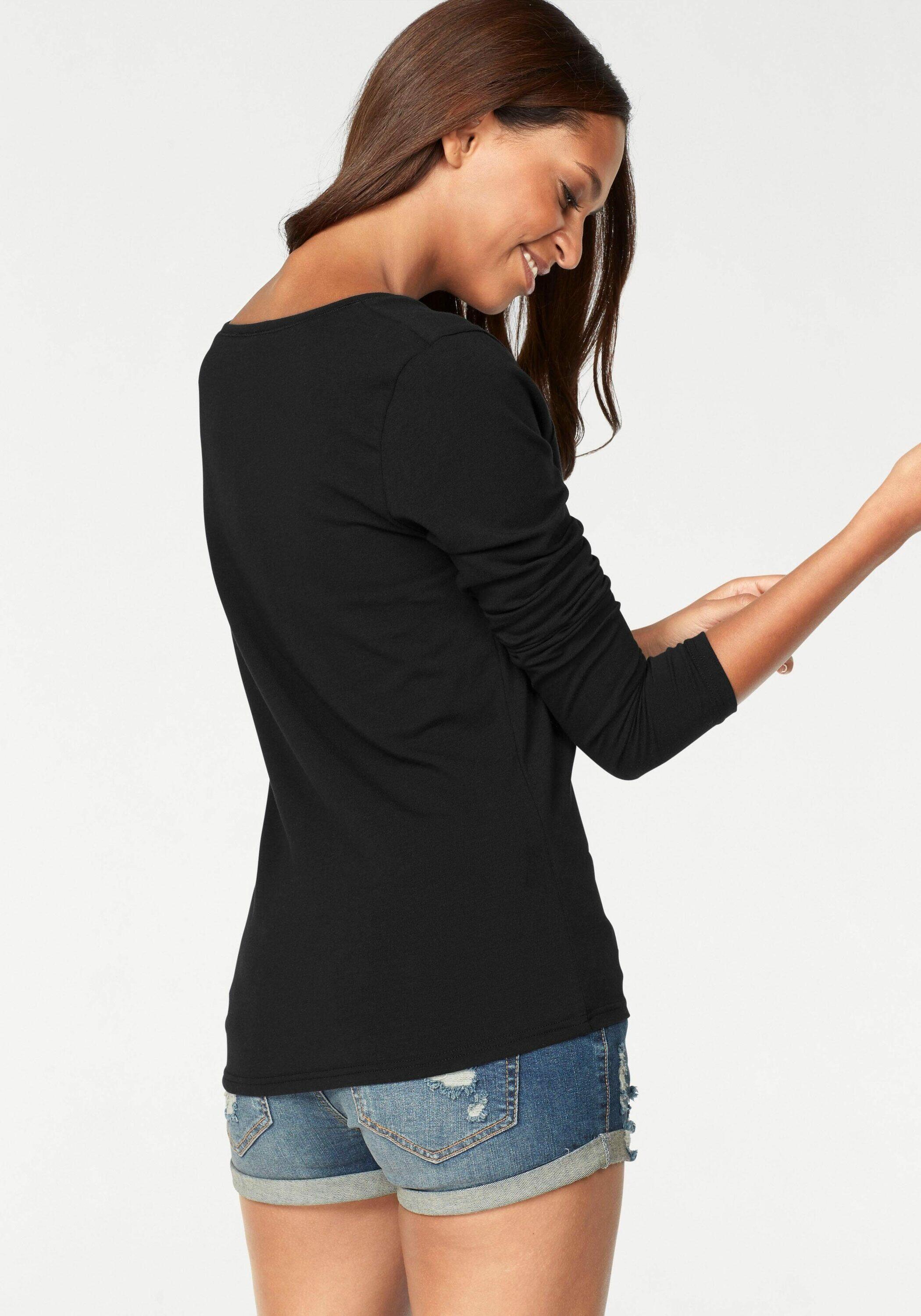 Damen Vivance Langarmshirts (2 Stück) aus Baumwoll-Stretch 3/5