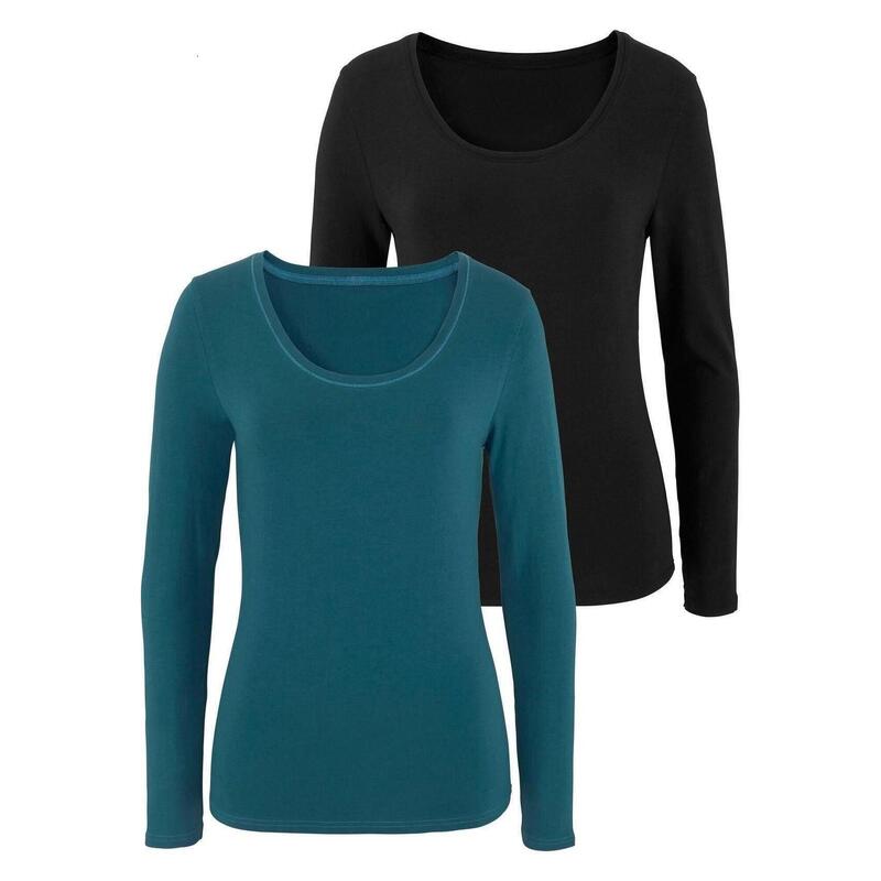 Vivance Langarmshirts (2 Stück) aus Baumwoll-Stretch für Damen