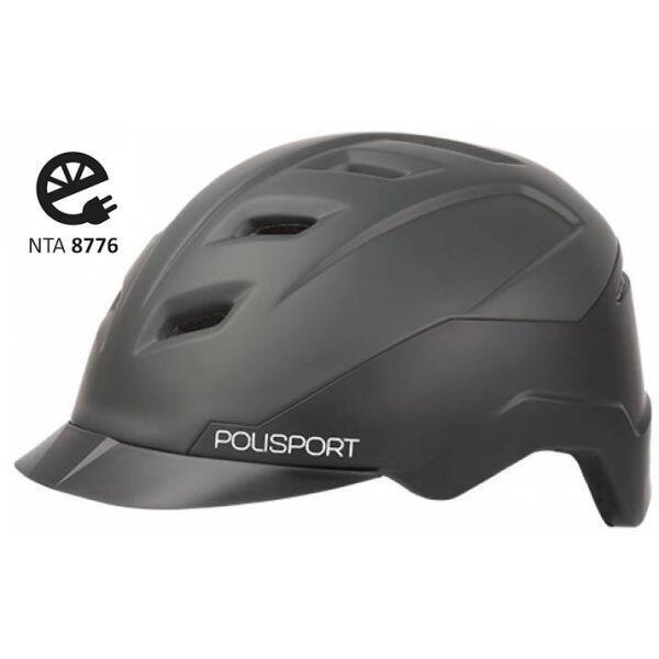 Casque Vélo E'City L (58-61Cm) - Noir Mat/Gris Foncé