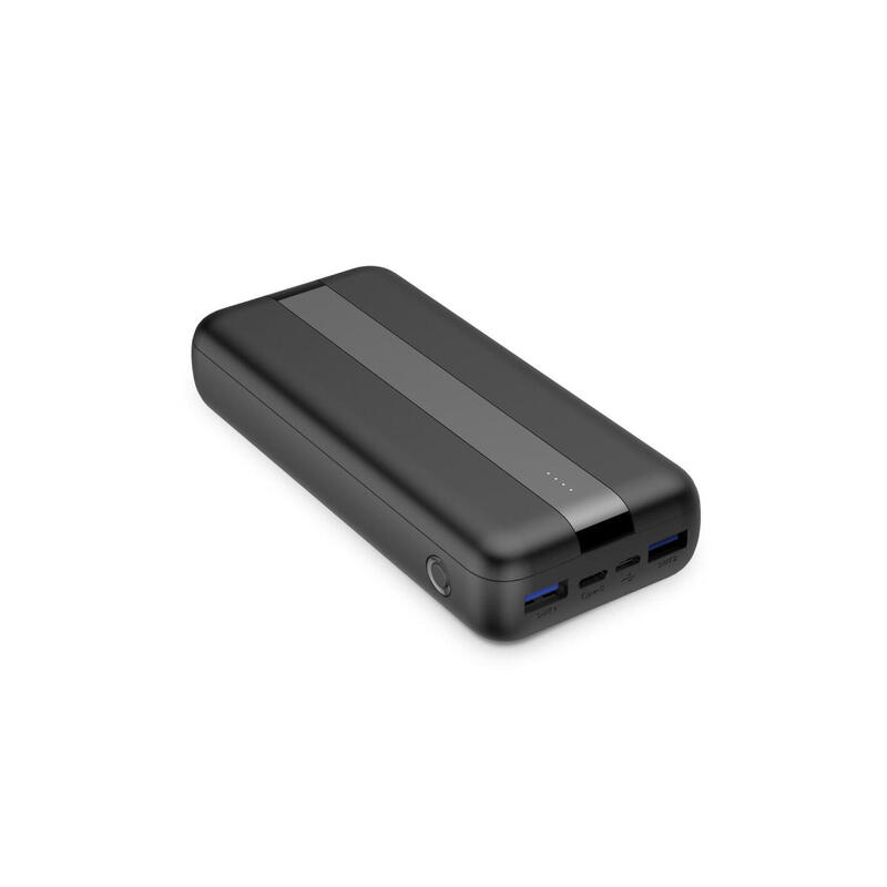 Batería externa 20.000 mah,  Cable USB-A a USB-C incluido, Negra
