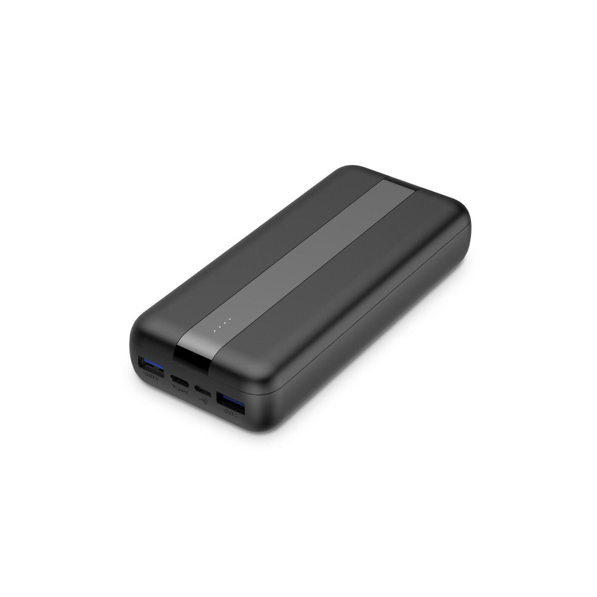 Bateria externa 20.000 mah, cabo usb-a para usb-c incluído, preto
