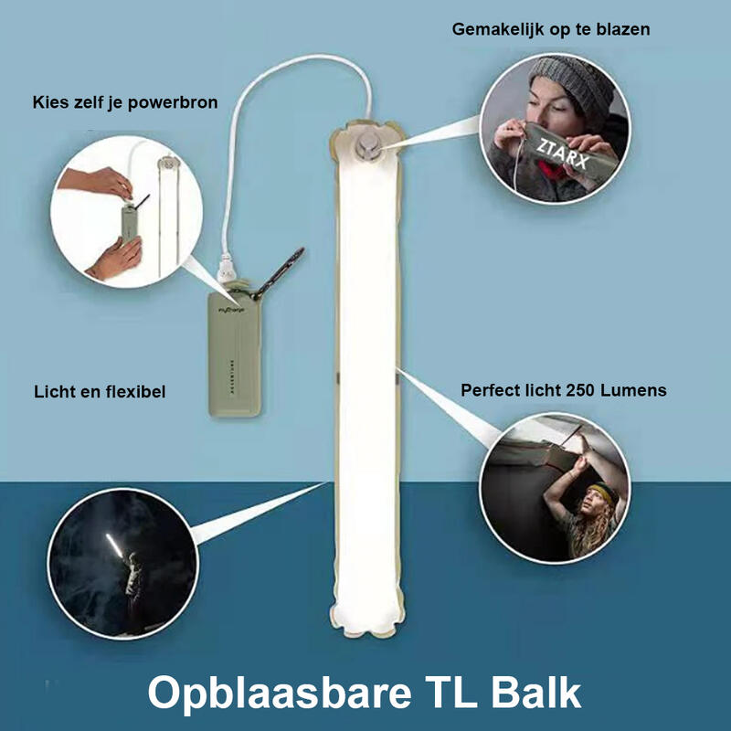 Campinglamp Opblaasbare TL  Zonne-energie  Powerbank