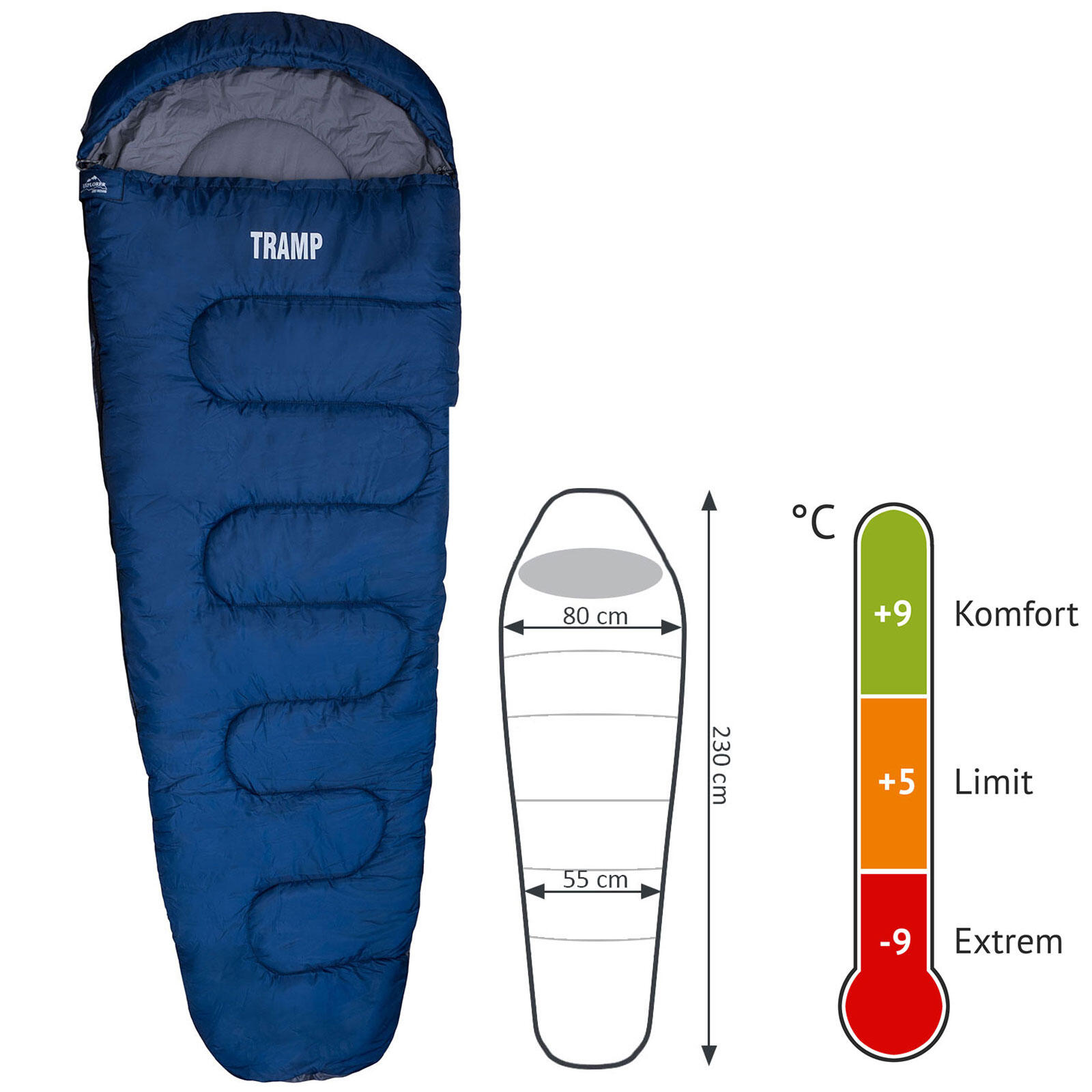 Mumienschlafsack Tramp Sommer Schlafsack 230 cm Lang 9°C 2/7