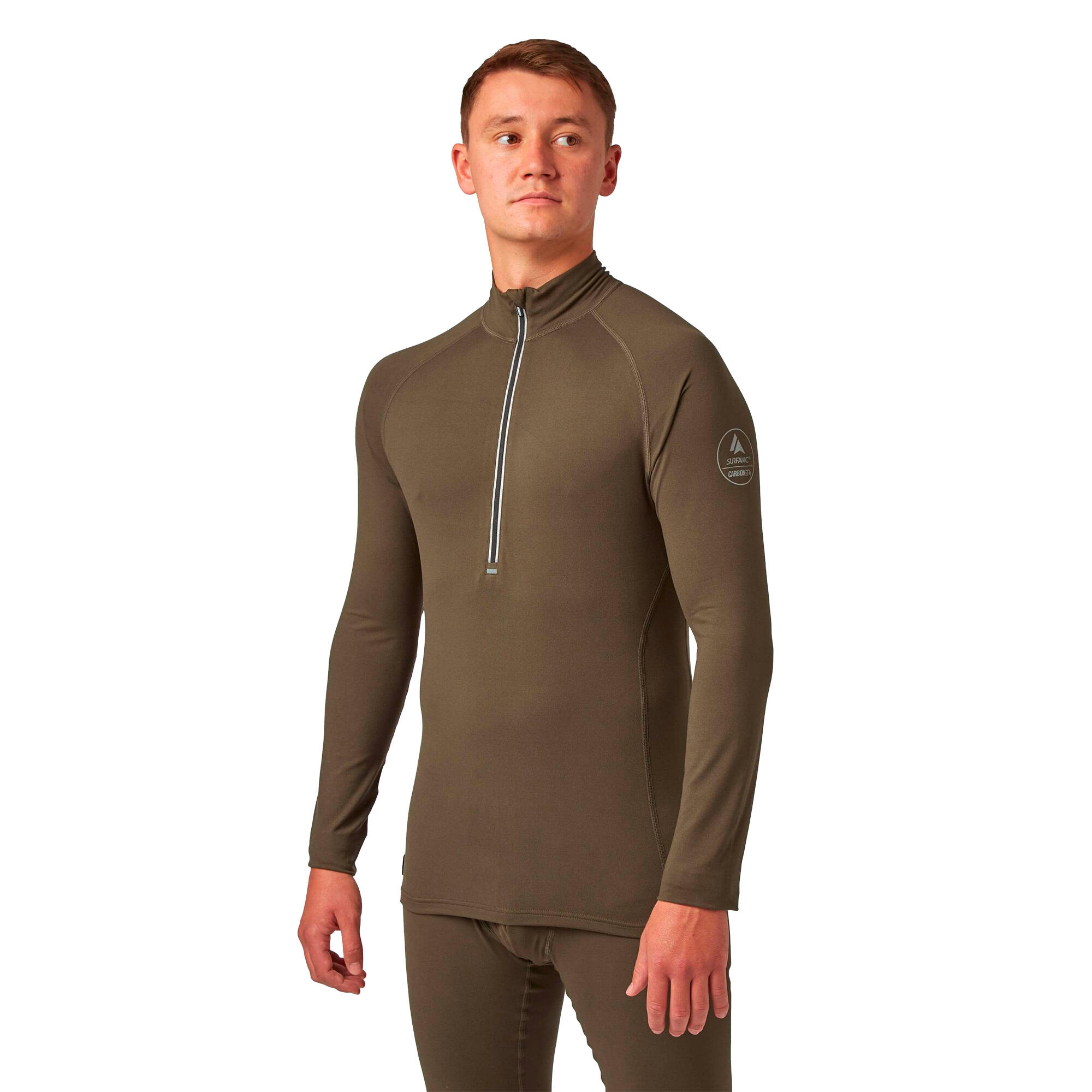 SURFANIC CarbonDri Bodyfit Zip Neck Dark Khaki