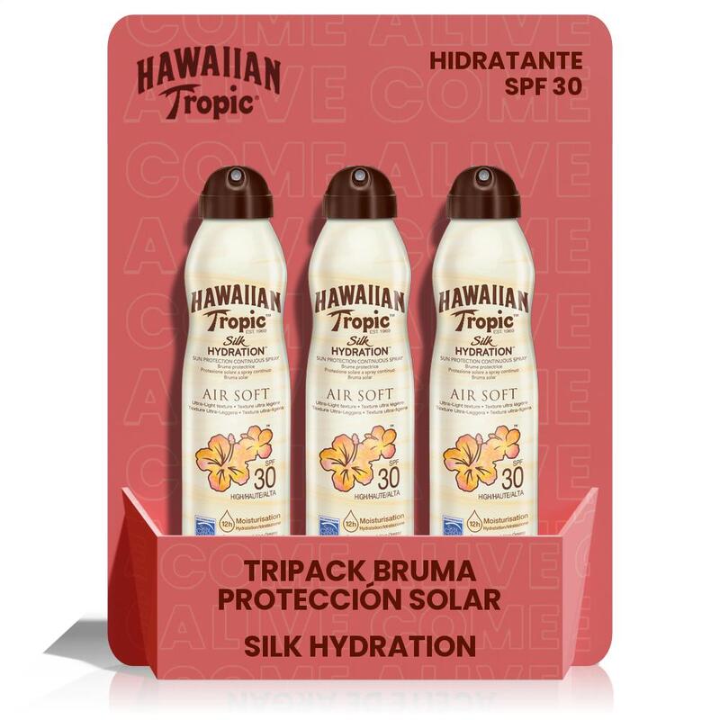 Protector Solar Crema Hawaiian Tropic Bruma Silk Hydration SPF 30 Pack de 3