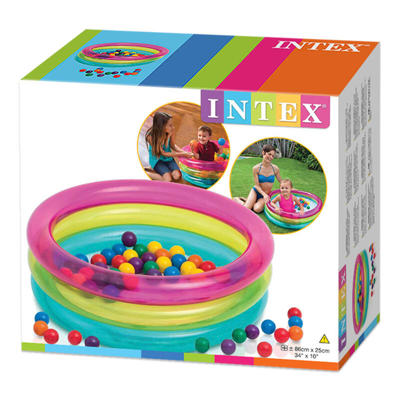 Intex 48674NP - Piscina Baby 3 Anelli con Palline Fun Ballz, 86x25 cm