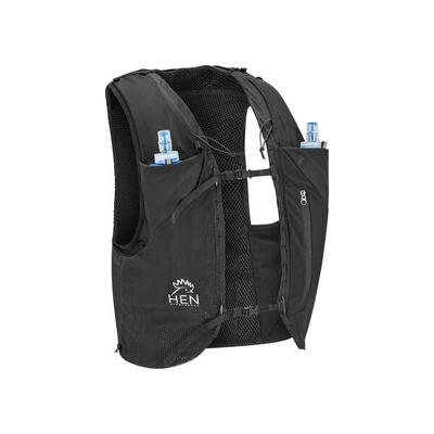 Trail-Rucksack - Marathon-Weste - schwarz- mit 2 Trinkflaschen 500 ml