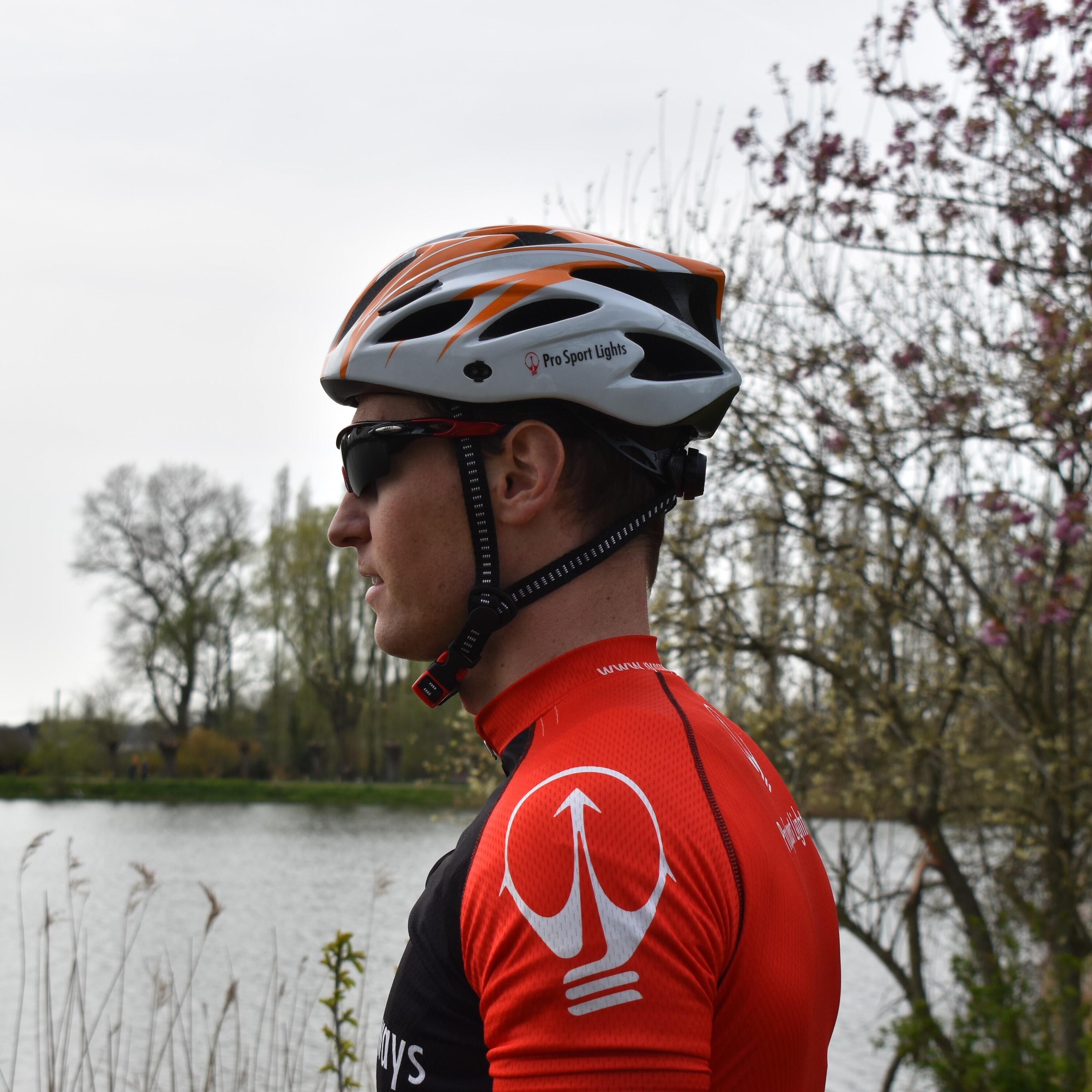 Fietshelm Heren/Dames Pro Sport Lights - Oranje/Wit 4/8