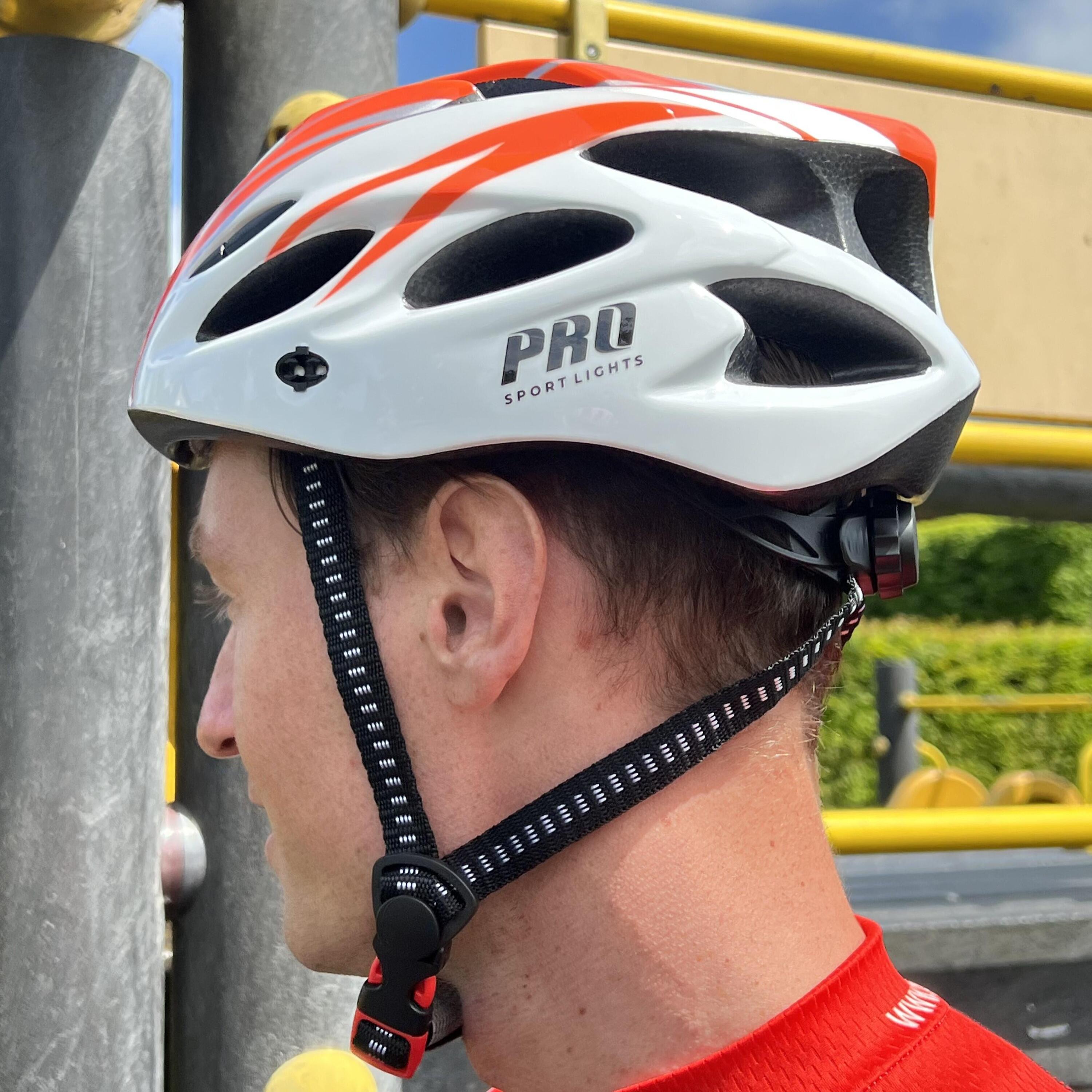 Fietshelm Heren/Dames Pro Sport Lights - Oranje/Wit 6/8