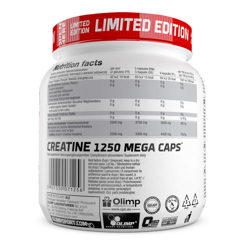 Kreatyna Olimp Creatine 1250 Mega Caps® - 500 Kapsułek - Limited Edition