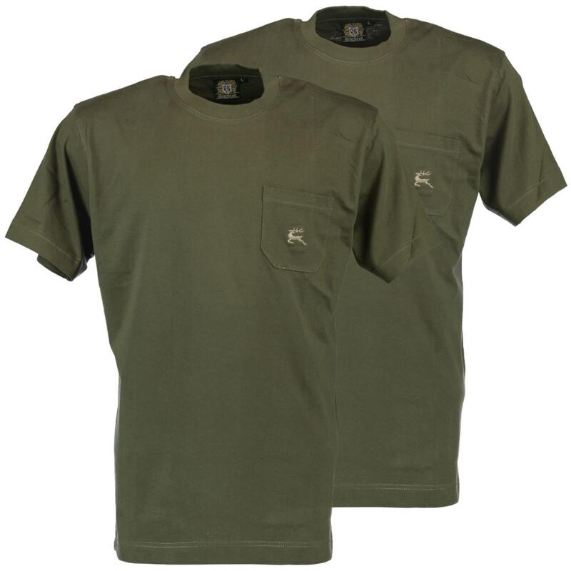 OS Trachten® T-Shirts Doppelpack mit Brusttasche oliv/grün Jagdshirts Outdoor