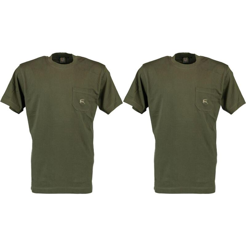 OS Trachten® T-Shirts Doppelpack mit Brusttasche oliv/grün Jagdshirts Outdoor