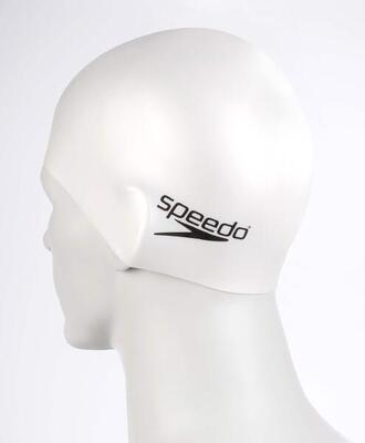 Speedo plain flat silicone cap white