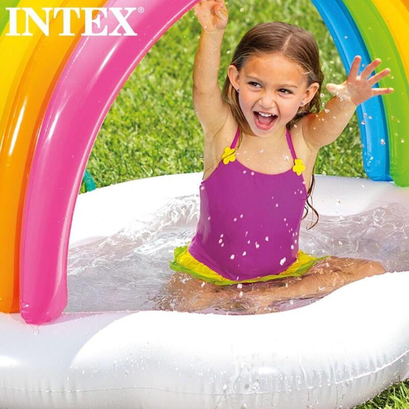 Piscina insuflável arco-íris com jato de água Intex 142x119x84 cm